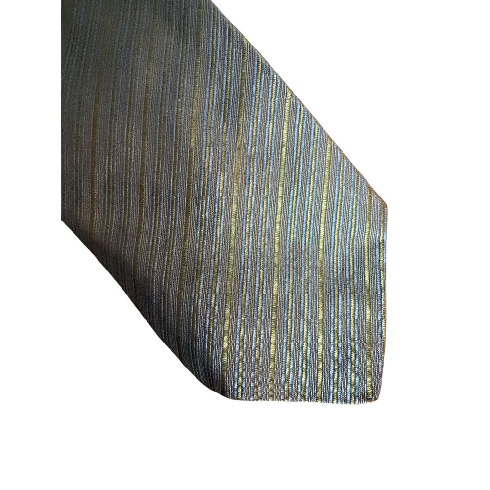 Vintage Kipper Wide Tie Blue Green Striped Retro 70% Silk 4"‎ Wide